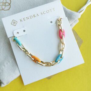 Kendra Scott Bailey Gold Rainbow Multi Mix Chain Bracelet fashion